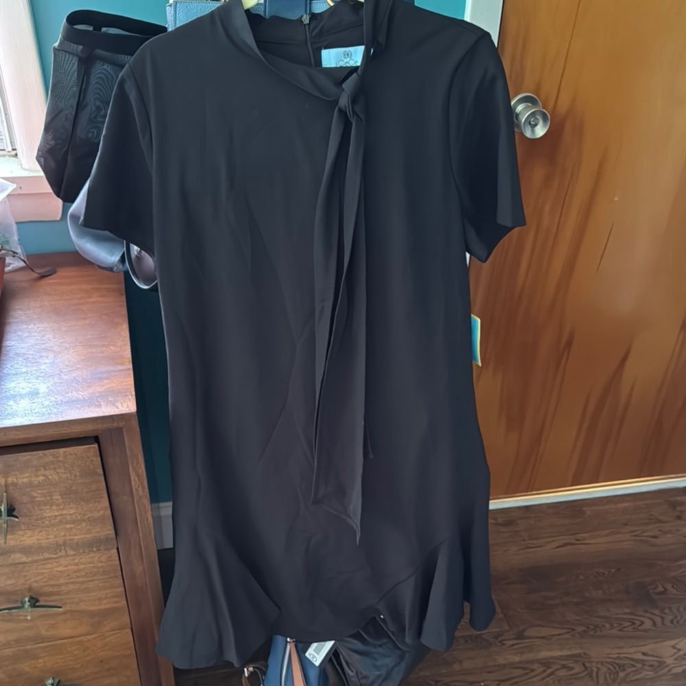 CeCe Black Dress with Tie-Neck